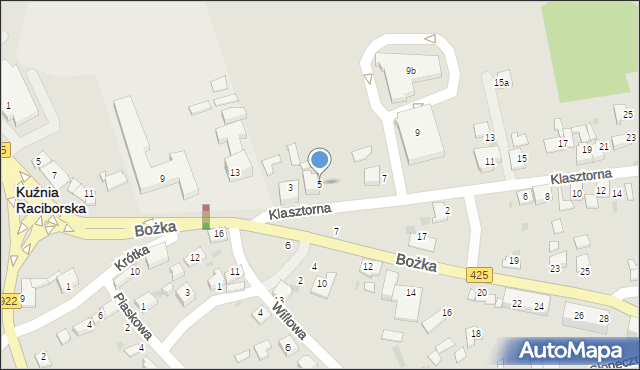 Kuźnia Raciborska, Klasztorna, 5, mapa Kuźnia Raciborska