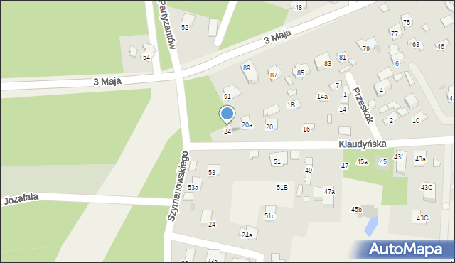 Laski, Klaudyńska, 24, mapa Laski