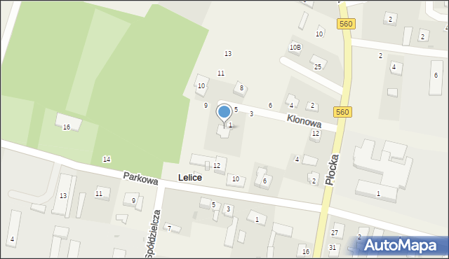 Lelice, Klonowa, 7, mapa Lelice