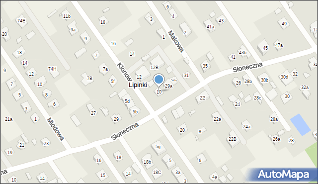 Lipinki, Klonowa, 10, mapa Lipinki