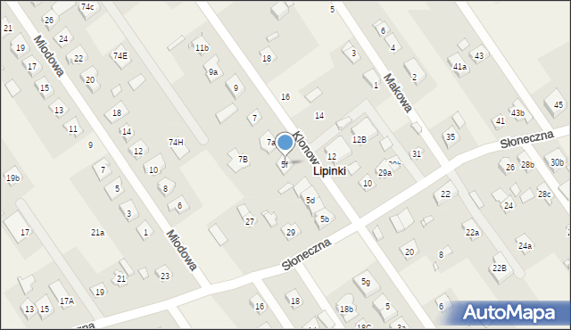 Lipinki, Klonowa, 5f, mapa Lipinki