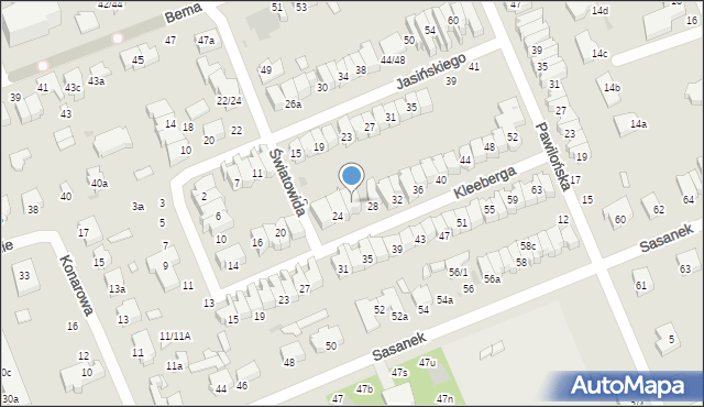 Łódź, Kleeberga Franciszka, gen., 26, mapa Łodzi