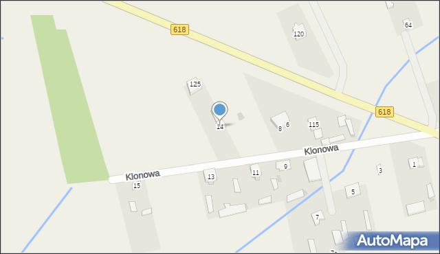 Łosinno, Klonowa, 14, mapa Łosinno