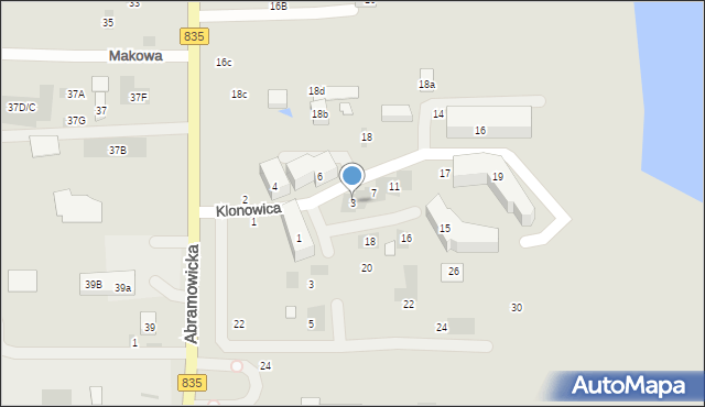 Lublin, Klonowica Sebastiana, 3, mapa Lublina