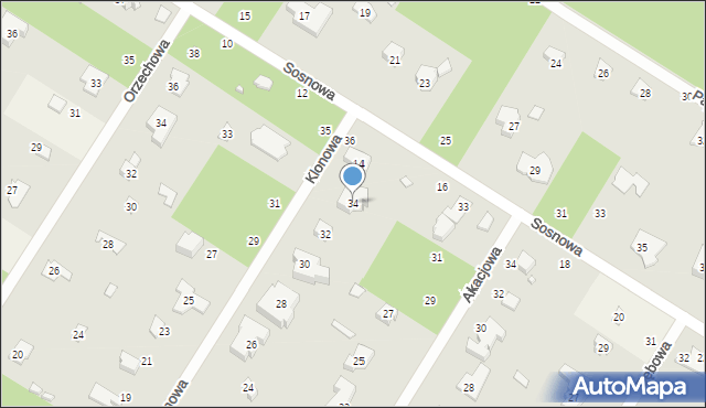 Magdalenka, Klonowa, 34, mapa Magdalenka