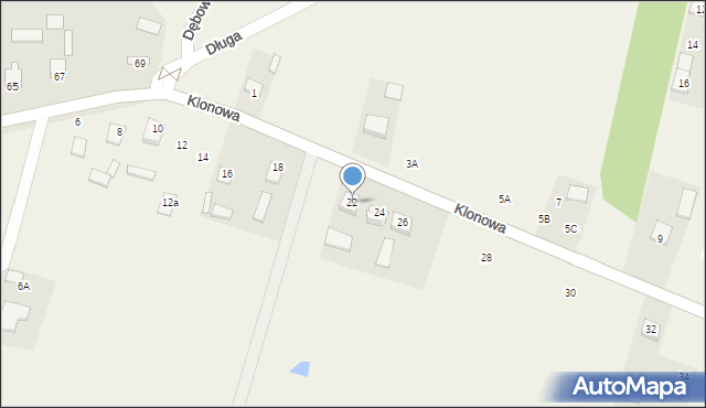 Majdan Górny, Klonowa, 22, mapa Majdan Górny