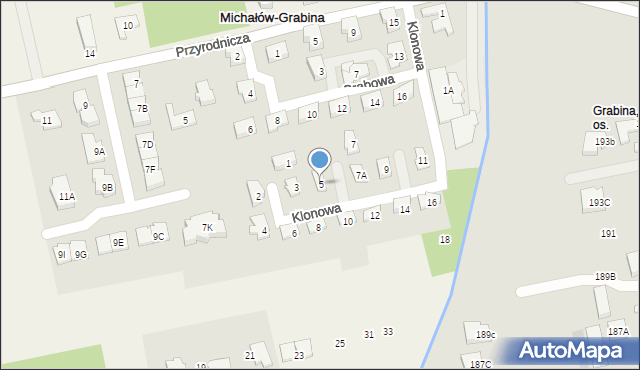 Michałów-Grabina, Klonowa, 5, mapa Michałów-Grabina