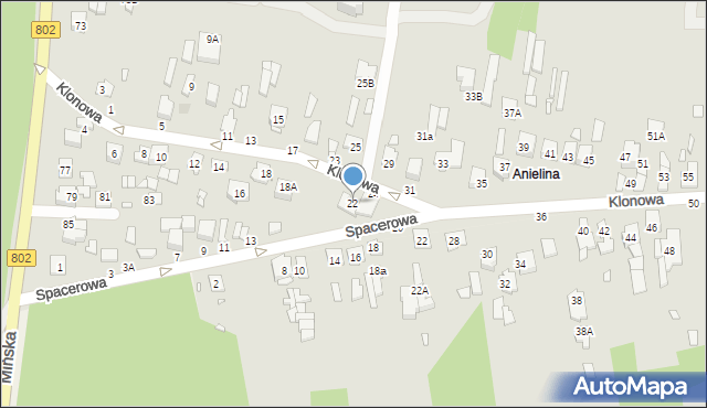 Mińsk Mazowiecki, Klonowa, 22, mapa Mińsk Mazowiecki