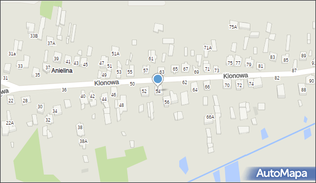 Mińsk Mazowiecki, Klonowa, 54, mapa Mińsk Mazowiecki