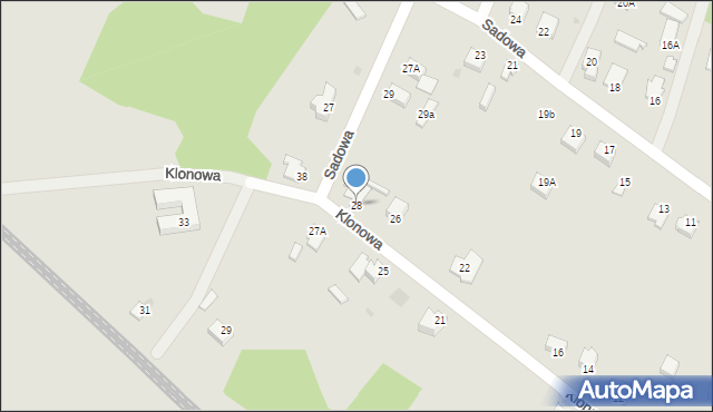 Myszków, Klonowa, 28, mapa Myszków