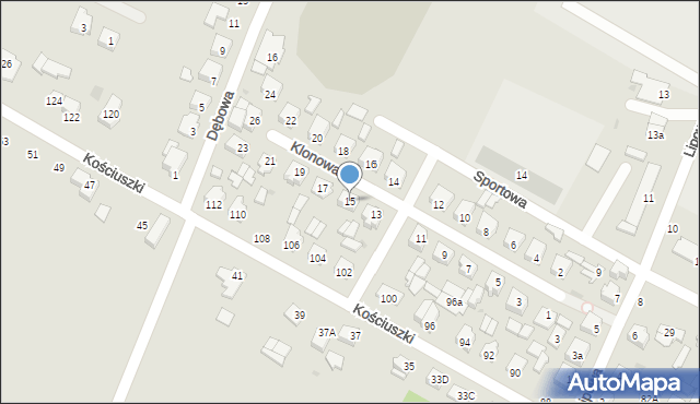 Nasielsk, Klonowa, 15, mapa Nasielsk