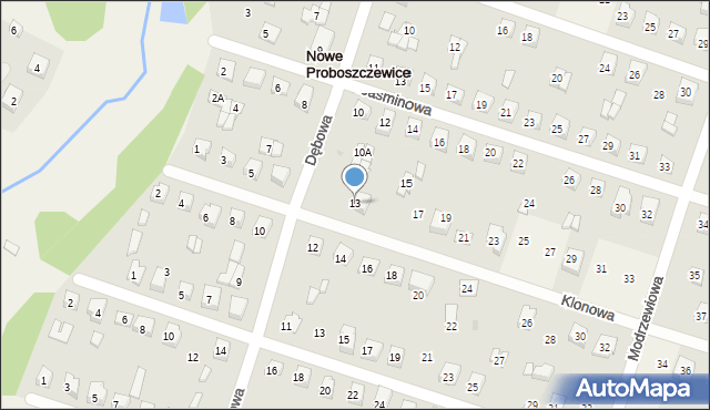 Nowe Proboszczewice, Klonowa, 13, mapa Nowe Proboszczewice