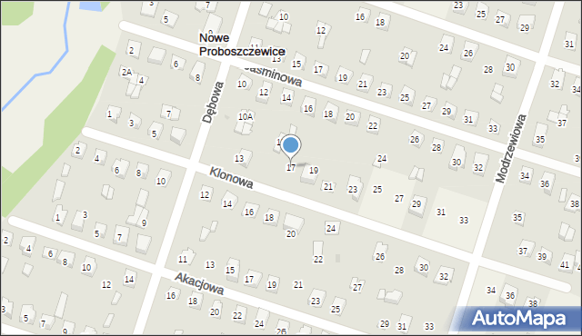 Nowe Proboszczewice, Klonowa, 17, mapa Nowe Proboszczewice