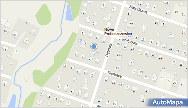 Nowe Proboszczewice, Klonowa, 7, mapa Nowe Proboszczewice