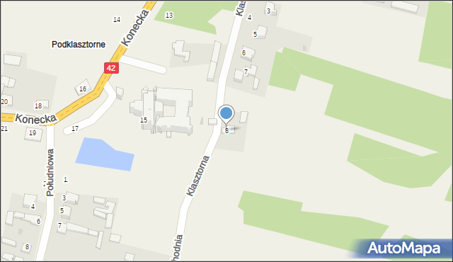 Nowy Kazanów, Klasztorna, 8, mapa Nowy Kazanów