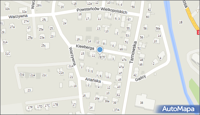 Nowy Sącz, Kleeberga Franciszka, gen., 9, mapa Nowego Sącza