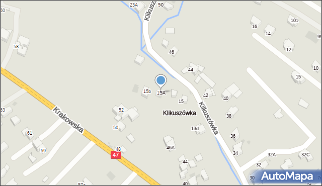 Nowy Targ, Klikuszówka, 15A, mapa Nowego Targu
