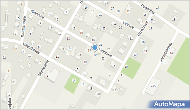 Nurzec-Stacja, Klonowa, 20, mapa Nurzec-Stacja