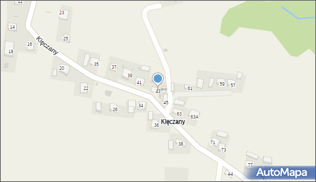 Okocim, Klęczany, 43, mapa Okocim