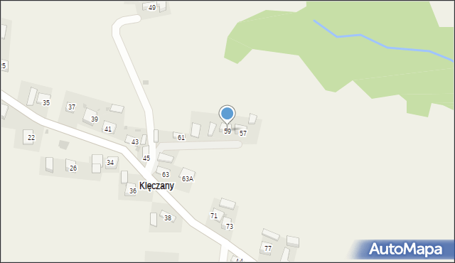 Okocim, Klęczany, 59, mapa Okocim