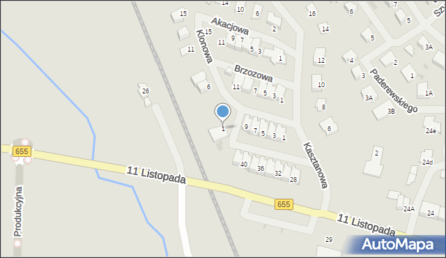 Olecko, Klonowa, 1, mapa Olecko