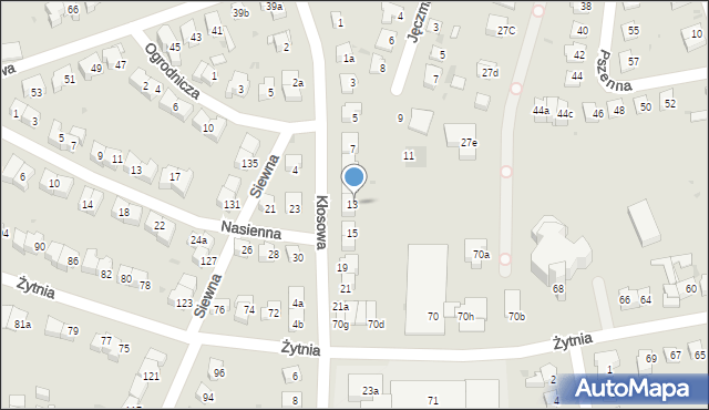 Olsztyn, Kłosowa, 13, mapa Olsztyna