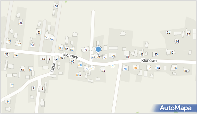 Olszyna, Klonowa, 75, mapa Olszyna