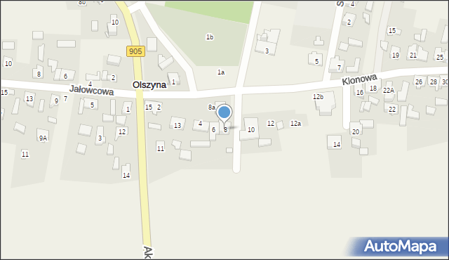 Olszyna, Klonowa, 8, mapa Olszyna