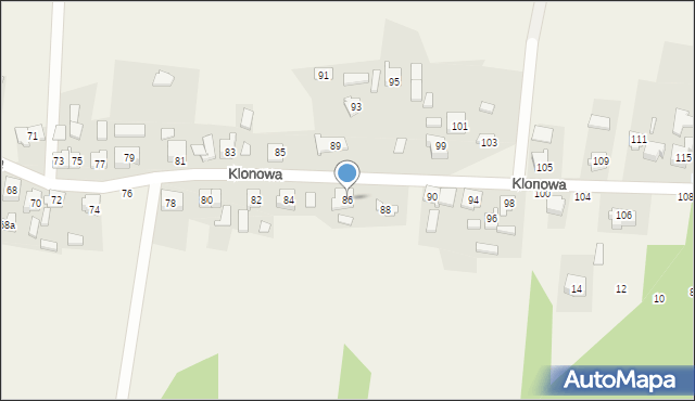 Olszyna, Klonowa, 86, mapa Olszyna