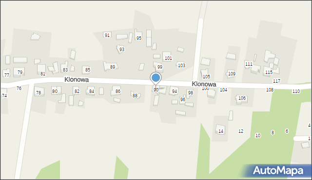 Olszyna, Klonowa, 90, mapa Olszyna