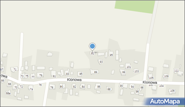 Olszyna, Klonowa, 91, mapa Olszyna