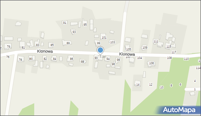 Olszyna, Klonowa, 92, mapa Olszyna