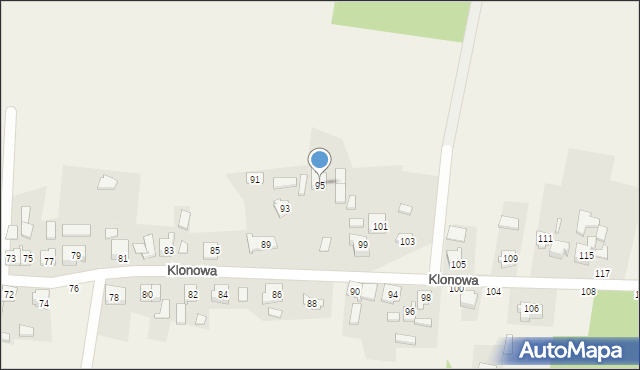 Olszyna, Klonowa, 95, mapa Olszyna