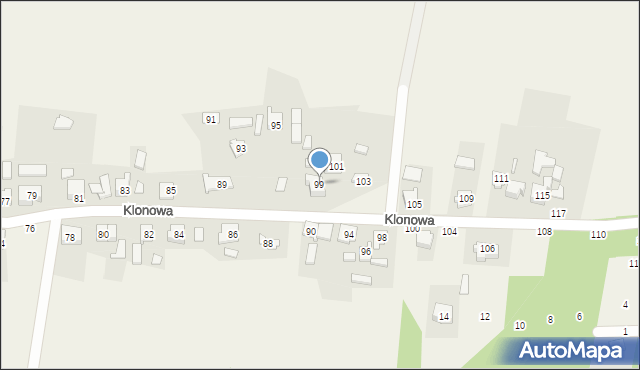 Olszyna, Klonowa, 99, mapa Olszyna