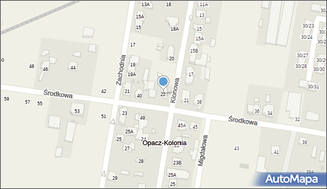 Opacz-Kolonia, Klonowa, 22, mapa Opacz-Kolonia