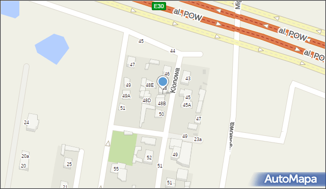 Opacz-Kolonia, Klonowa, 48A, mapa Opacz-Kolonia