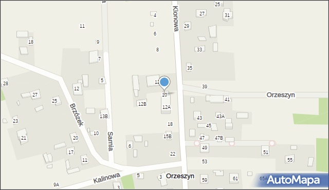 Orzeszyn, Klonowa, 10, mapa Orzeszyn