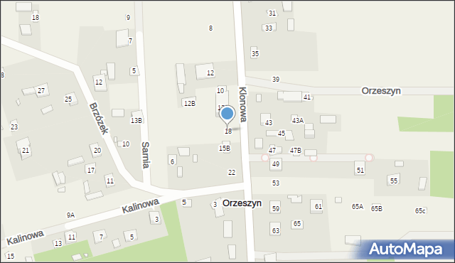 Orzeszyn, Klonowa, 18, mapa Orzeszyn