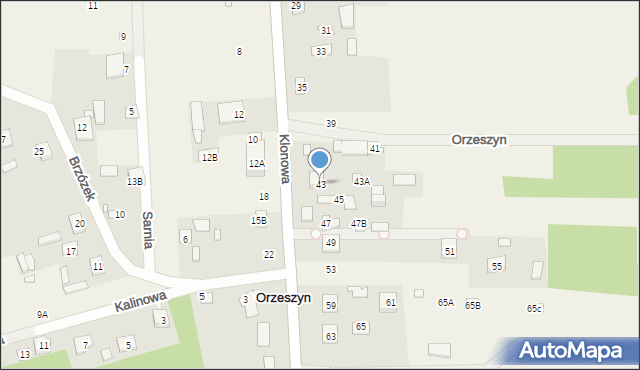 Orzeszyn, Klonowa, 43, mapa Orzeszyn