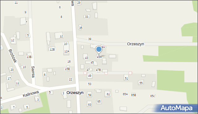 Orzeszyn, Klonowa, 43A, mapa Orzeszyn