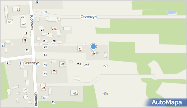 Orzeszyn, Klonowa, 55, mapa Orzeszyn