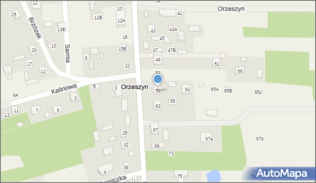 Orzeszyn, Klonowa, 59, mapa Orzeszyn