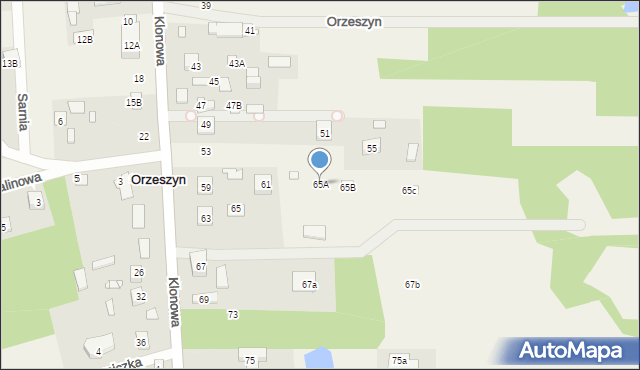 Orzeszyn, Klonowa, 65A, mapa Orzeszyn