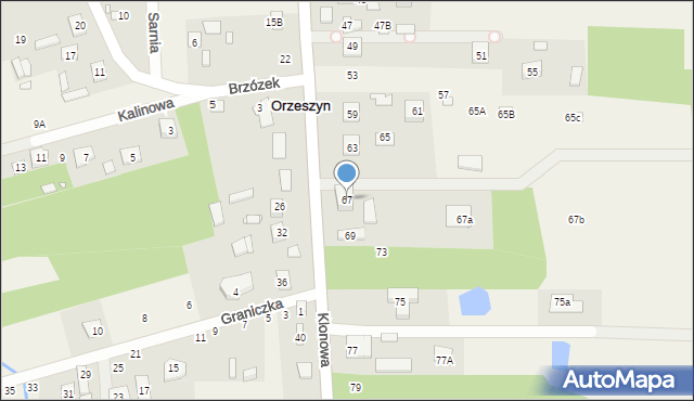 Orzeszyn, Klonowa, 67, mapa Orzeszyn