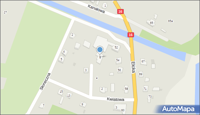 Orzysz, Klonowa, 8, mapa Orzysz