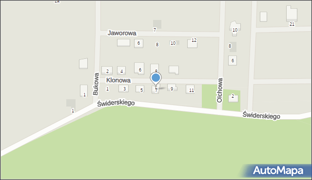 Osieczna, Klonowa, 7, mapa Osieczna