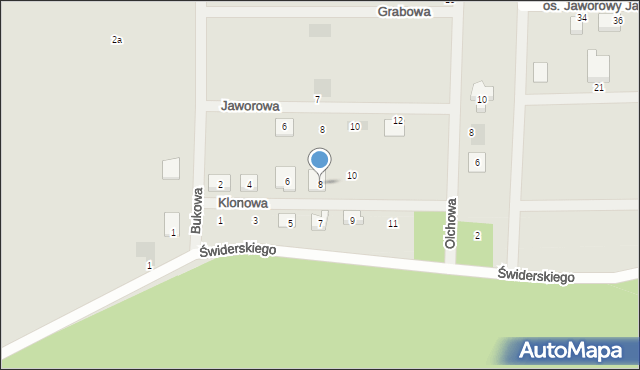 Osieczna, Klonowa, 8, mapa Osieczna