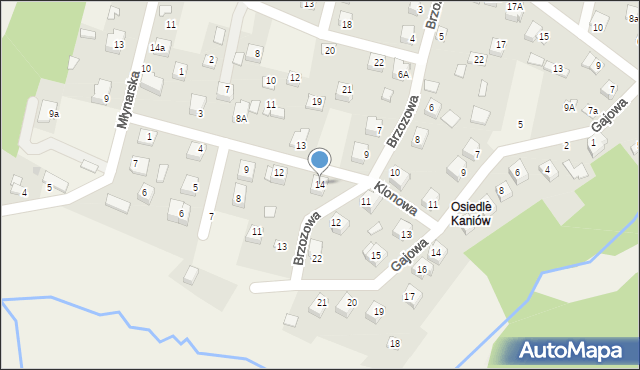 Osiedle Kaniów, Klonowa, 14, mapa Osiedle Kaniów