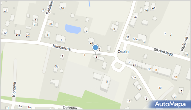 Osolin, Klasztorna, 1a, mapa Osolin