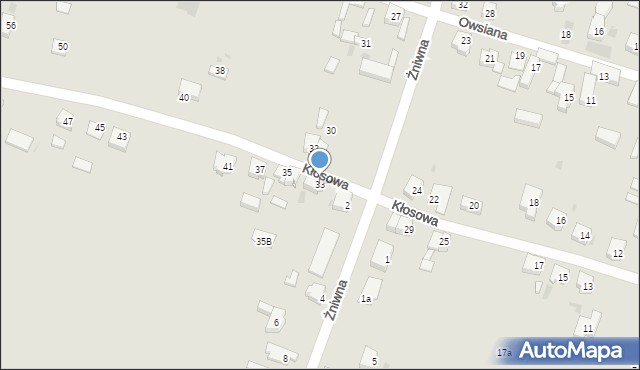 Ostrów Wielkopolski, Kłosowa, 33, mapa Ostrów Wielkopolski